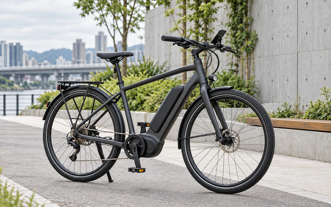 城市電輔自行車與連網設備（AI 情境示意）